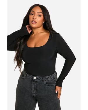 Boohoo Basics Plus Double Layer Slinky Scoop Bodysuit