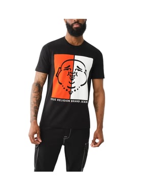 True Religion 108323 Mens Graphic T Shirts Logo Crew Neck Half Sleeve Cotton Tee