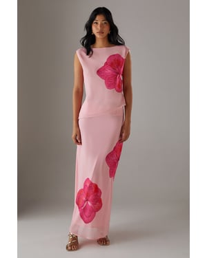 Placement Chiffon Asymmetric Top