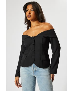 Tailored Bardot Button Down Blazer