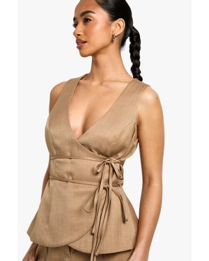 Petite Linen Look Waistcoat