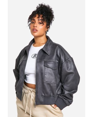 Plus Faux Suede Bomber Jacket