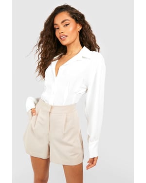 Hammered Contour Seam Detail Fitted Shirt