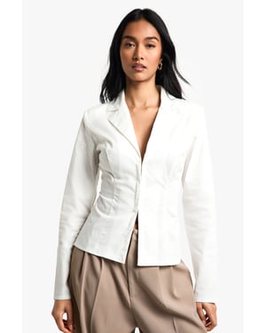 Cotton Poplin Hook & Eye Cinched Shirt