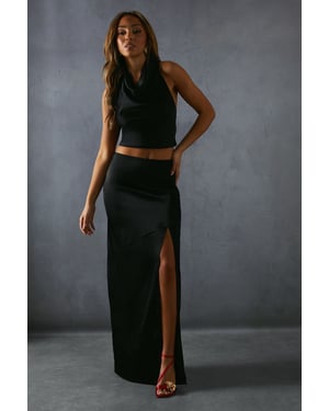 Satin High Waist Maxi Skirt
