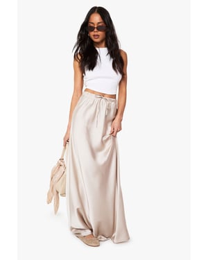 Satin Drawcord Maxi Slip Skirt