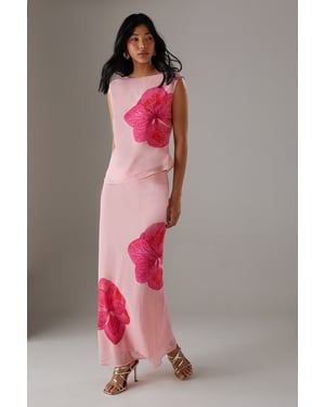 Placement Chiffon Bias Maxi Skirt