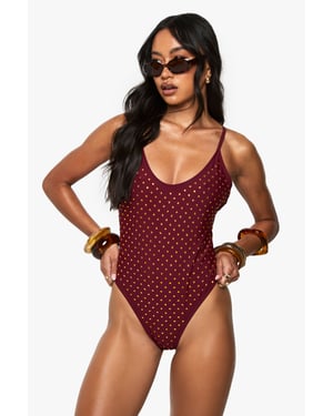 Premium Swim Hot Fix Diamante Backless Swimsuit