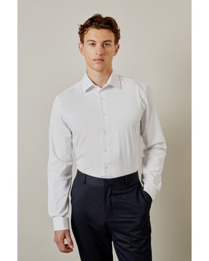 White Easy Iron Double Cuff Slim Fit Shirt