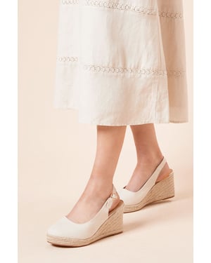 Wide Fit Riya Closed Toe Slingback Espadrille Wedge Sandals