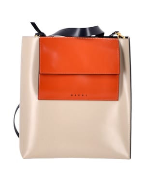 Marni Museo Small Tote Bag in Orange Leather