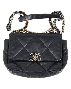 Chanel Quilted Chanel 19 Large Flap Bag in Black Leather