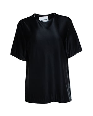 black shiny short sleeve top