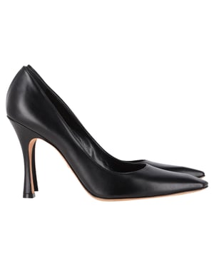 Christian Dior Vierkante Neus Pumps in Zwart Leer