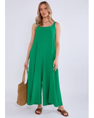 Green Air Flow Strappy Wide leg Jumpsuit
