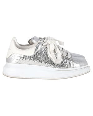 Alexander Mcqueen Oversized Sneakers in Metallic Silver Leather
