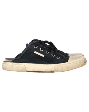 Balenciaga Paris Distressed Open-Back Sneakers in Black Cotton