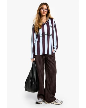 Pinstripe Drawstring High Waisted Trouser