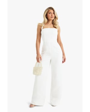 Premium Satin Boned Corset Halterneck Wide Leg Jumpsuit