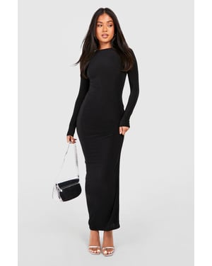 Petite Slinky Scoop Neck Long Sleeve Maxi Dress