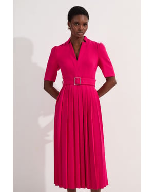 Petite Tailored Structured Crepe Forever Pleat Midi Dress