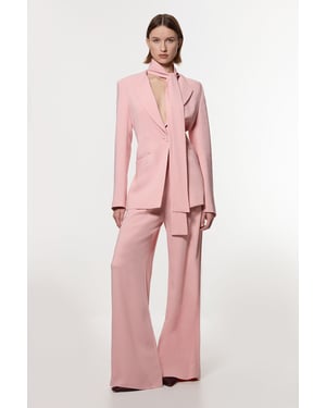 Compact Stretch Viscose Wide Leg Tailored Trouser