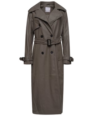 Sophia PU Long Trench Coat in Buff