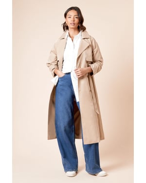 Longline Double Breasted Belted Trench Coat