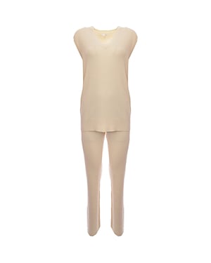 Skin Womens Pixie Sweater Vest/Pansy Pant Knit Set in Cream