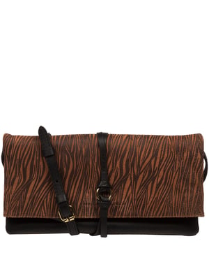 'Selene' Animal Print Nappa Leather Cross Body Clutch Bag