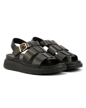 FitFlop GEN-FF Fisherman Dames Zwart Leren Sandalen
