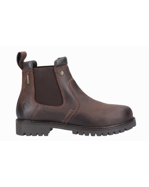 Cotswold Pamington Leren Damesschoenen Bruine Platte Chelsea Laarzen