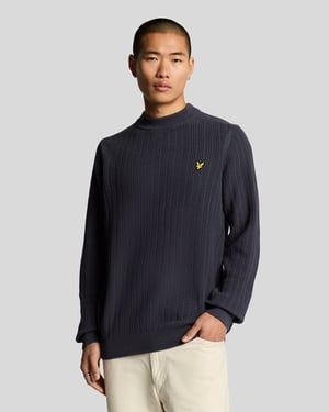 Lyle & Scott effen marineblauwe nachttrui met geribbelde halslijn