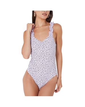 BRAVE SOUL SYDNY Womens Bodysuit Lettuce Hem Strap Ladies Floral Sexy Swimsuit