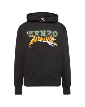 Kenzo Paris Digital Tiger Design Black Hoodie