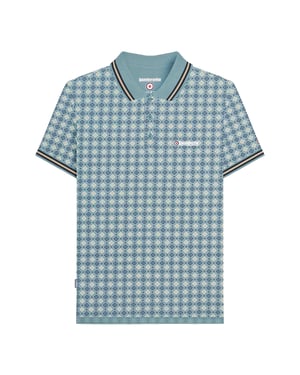 Lambretta Mens SS25 Geometric Polo Shirt (Smoke Blue)