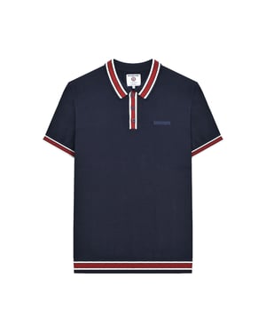 Lambretta Mens Valero Knitted Tipped Short-Sleeved Polo Shirt (Navy)