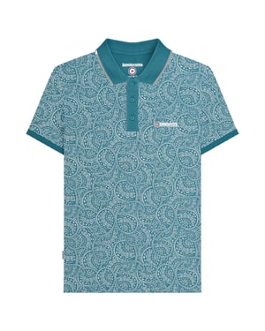 Lambretta Heren AW24 Paisley Tonal Polo Shirt (Gulf Coast)