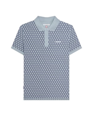 Lambretta Mens AW24 Geometric Polo Shirt (Dusky Blue)