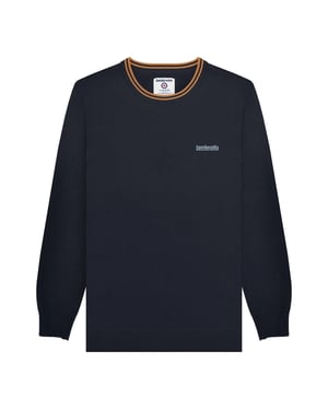 Lambretta Mens Knitted Tipped Jumper (Navy/Tobacco)