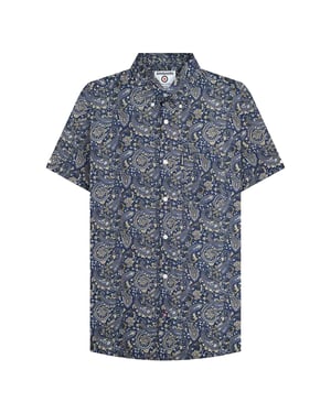 Lambretta Mens SS25 Paisley Shirt (Navy)