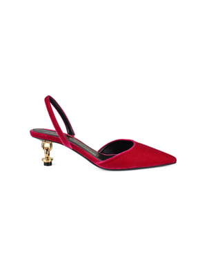 Tom Ford Velvet Chain Heel Slingback Rosa