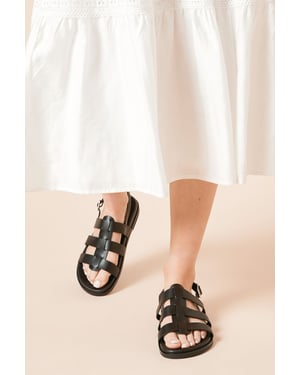 Zosia Faux Leather T Bar Strappy Footbed Sandals