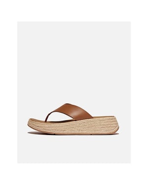 FitFlop Dames F-Mode Espadrille Leer Flatform T/Post Sandalen