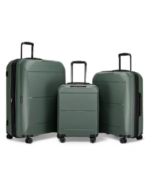 Uitbreidbare olijfgroene harde PP 8-wiel bagage reiskofferset voor handbagage en vakantie