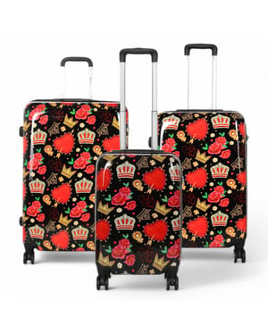Expanderbart hårt skal Black Roses 8 Wheels Resväska Print Bagage
