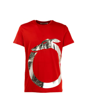 Heren T-shirt met korte mouwen en effen crew-neck met print
