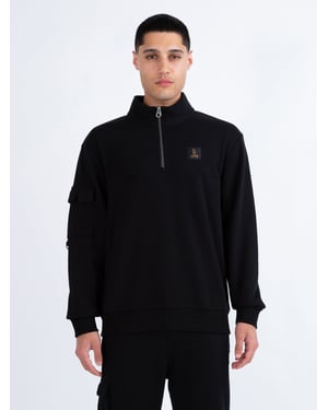 Luke 1977 Men's Davao Zip Neck Sweatshirt in Black