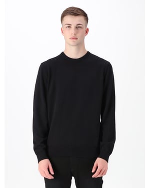 Luke 1977 Men's Noah Super Fine Crew Knit Jumper in Black