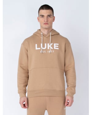 Luke 1977 Men's Grand Soft Cotton Relaxed Fit Overhead Hoodie in Brown